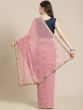 Pink & Blue Embroidered Poly Georgette Myntra Saree