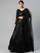 Black Embroidered Sequinned Semi-stitched Myntra Lehenga & Blouse With Dupatta