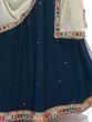 Exquisite Navy Blue Embroidered Georgette Designer Lehenga Choli