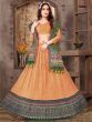 Charming Orange Dull Satin Silk Digital Print Wedding Wear Lehenga Choli