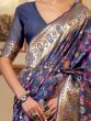 Marvelous Navy Blue Zari Weaving Silk Festival Wear Saree
