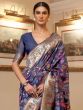 Marvelous Navy Blue Zari Weaving Silk Festival Wear Saree
