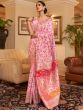 Outstanding Baby Pink Zari Weaving Silk Saree With Blouse