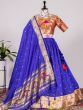Precious Blue Jacquard Zari Weaving South Onam Festive Half Saree Lehenga