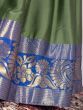 Unique Green Silk Zari Weaving Tamil Traditional Wear Half Saree Lehenga