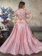 Charming Pink Sequined Silk Ready-to-wear Crop-Top Lehenga
