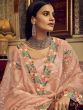 Lovely Peach Sequins Embroidered Georgette Festive Wear Salwar Suit