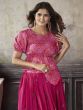 Glamorous Pink Color Sequined Silk Ready-To-Wear Crop-Top Lehenga