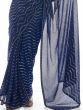 Attractive Navy Blue Sequins Embroidered Georgette Saree