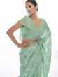 Alluring Sea-Green Sequins Embroidered Georgette Saree