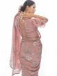 Charming Peach Sequins Embroidered Georgette Saree