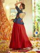 Fabulous Red Silk Embroidered Readymade Navratri Crop Top With Long Skirt