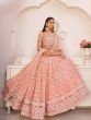 Ravishing Light Pink Thread Net Festive Wear Lehenga Choli