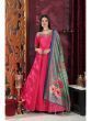 Hot Pink Embroidered Gown With Dupatta