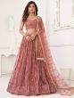Stunning Dusty Pink Thread Work Net Wedding Wear Lehenga Choli