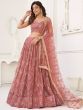 Stunning Dusty Pink Thread Work Net Wedding Wear Lehenga Choli