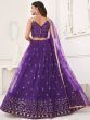 Pretty Purple Sequins Butterfly Net Party Wear Lehenga Choli 