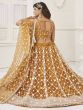 Stunning Brown Thread Work Net Wedding Wear Lehenga Choli