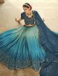 Pleasing Teal Blue Shaded Sequins Silk Lehenga With Embroidered Choli