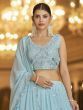 Excellent Sky Blue Georgette Embroidered Engagement Wear Lehenga Choli