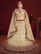 Cream Embroidery Satin Wedding Lehenga Choli With Dupatta (Default)