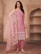 Lovely Pink Thread Embroidered Mono Net Festival Wear Pant Salwar Suit