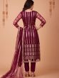 Ravishing Wine Sequence Embroidered Net Salwar Suit