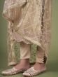Stylish Beige Sequined Butterfly Net Festive Salwar Kameez