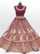 Fantastical Red Velvet Bakrik Embroidered Bridal Wear Lehenga Choli 