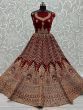 Glamorous Maroon Velvet Dori Embroidered For Wedding Wear Lehenga Choli