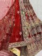 Fabulous Dark Red Velvet Heavy Embroidered Wedding Wear Lehenga For Women