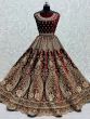 Classic Dark Maroon Velvet Embroidered Bridal Wear Lehenga Choli For Women
