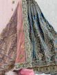 Adorning Blue Velvet Multi Thread Bridal Wear Lehenga Choli For Women 