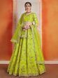 Neon Green Floral Embroidery Silk Bridal Lehenga Choli With Dupatta (Default)
