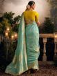 Enchanting Sky Blue Embroidered Dola Silk Wedding Wear Saree 