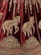 Fascinating Maroon Metallic Zari Velvet Bridal Lehenga Choli
