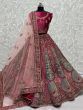 Sensational Hot Pink Dori Embroidered Velvet Bridal Lehenga Choli