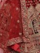 Winsome Red Multi-Work Velvet Bridal Lehenga Choli