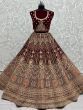 Imperial Maroon Fancy Embroidery Velvet Bridal Lehenga Choli