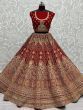 Majestic Red Fancy Embroidery Velvet Bridal Lehenga Choli