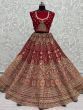 Stupendous Hot Pink Fancy Embroidery Velvet Bridal Lehenga Choli