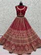 Ravishing Rani Pink Embroidered Velvet Bridal Wear Lehenga Choli