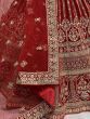 Beauteous Red Zari Embroidery Velvet Bridal Wear Lehenga Choli