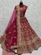 Adorable Hot Pink Fancy Embroidered Velvet Bridal Wear Lehenga Choli