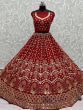 Superb Red Sequines Embroidered Net Bridal Wear Lehenga Choli 