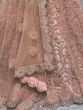 Alluring Peach Dori Embroidery Net Wedding Wear Lehenga Choli