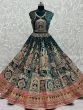 Bodacious Turqouise Zari Embroidery Velvet Bridal Lehenga Choli 