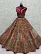 Ravishing Multi-Colored Embroidered Velvet Bridal Lehenga Choli