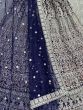 Fascinating Navy Blue Embroidered Net Reception Wear Lehenga Choli 