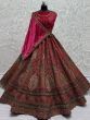 Lovable Rani Pink Embroidered Velvet Lehenga Choli With Double Dupatta